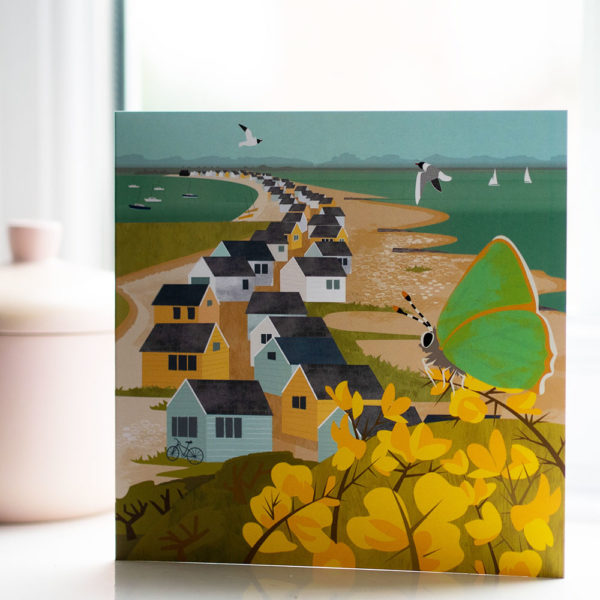 Rachel-Hudson-Greetings-card-butterfly-and-beach-huts
