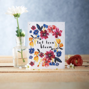Seed paper plantable card with the message Let love bloom
