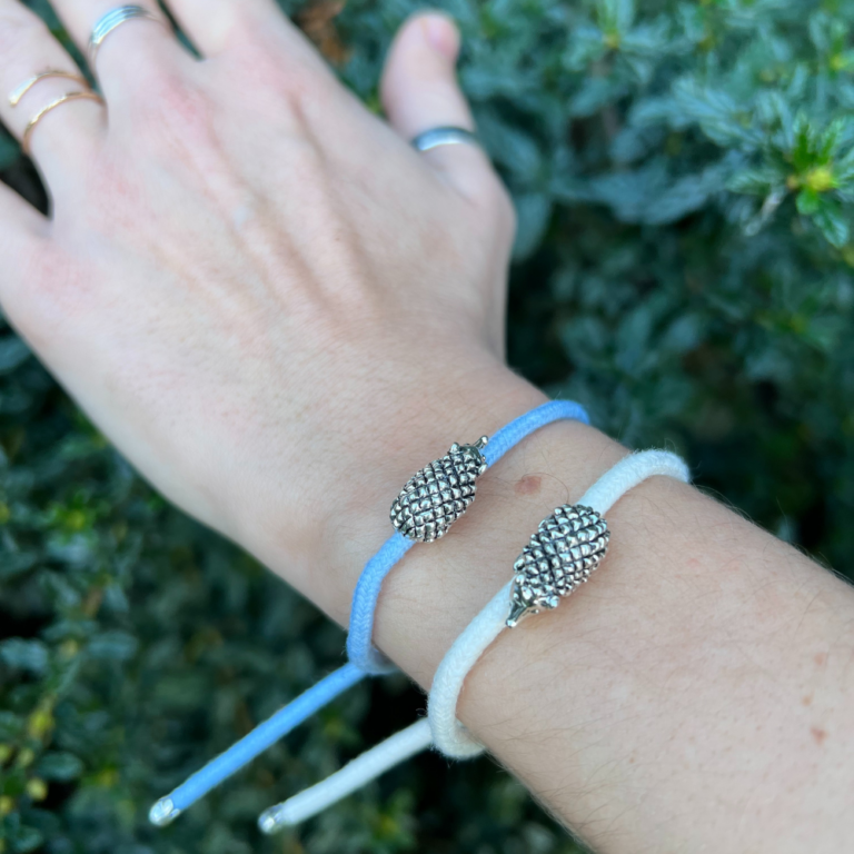 Blue and white hedgehog charm bracelet