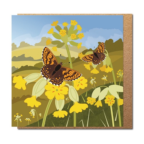 Cowslips and butterflies card