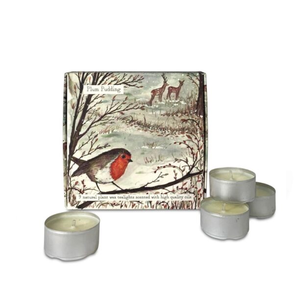 Plum pudding - robin tealights - Heaven Scent - PTES Shop