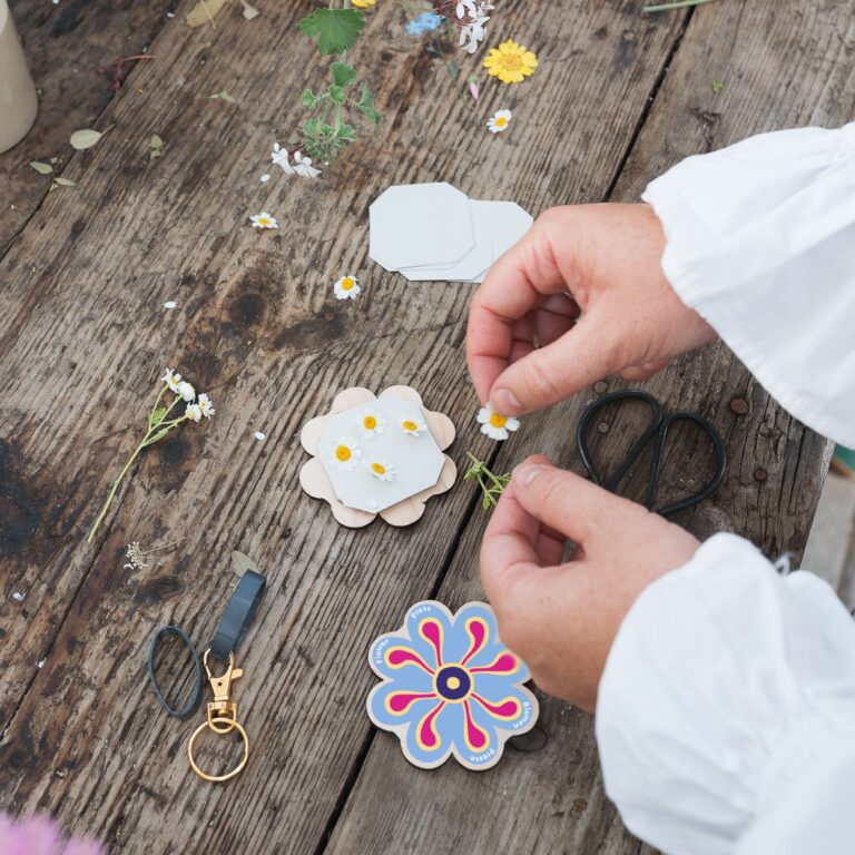 Keyring Flower Press - Blue 02