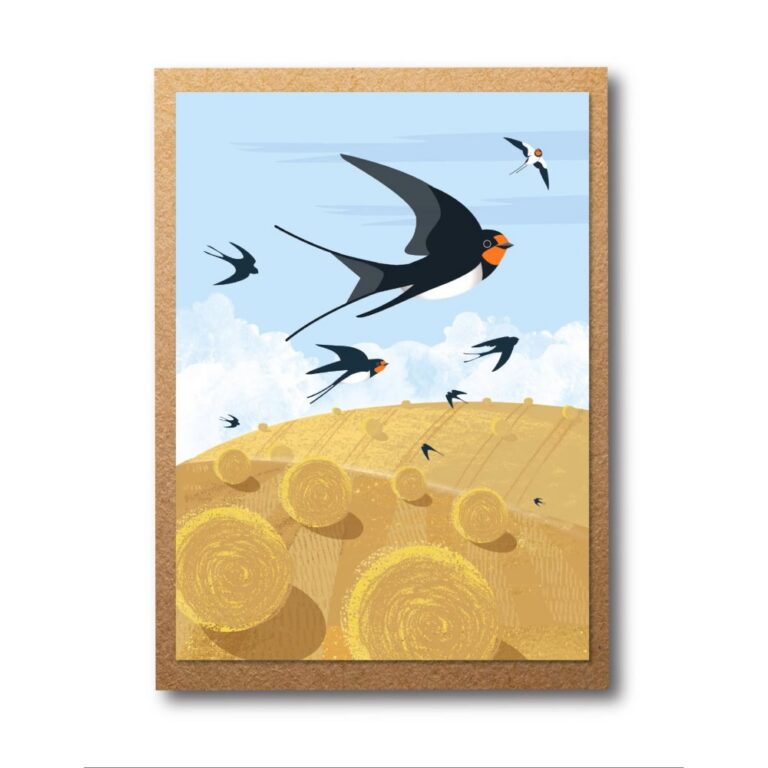 Swallows and hay bales greetings card - Rachel Hudson - People's Trust for Endangered Species